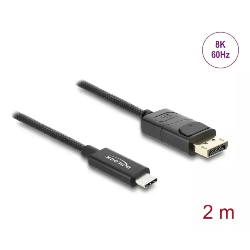 DELOCK Koaksiaalne USB USB-C - DisplayPort kaabel (DP Alt Mode) 4K 60 Hz, 2 m, must