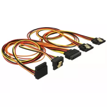 SATA-kaabel DeLOCK 60149 0.5 m SATA 15-kontaktiline 4 x SATA 15-kontaktiline Must Oranž Punane Kollane