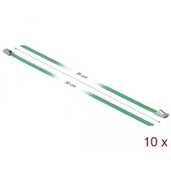 Kaabliside DeLOCK 18802 Roostevaba teras Roheline 300mm 10 tk