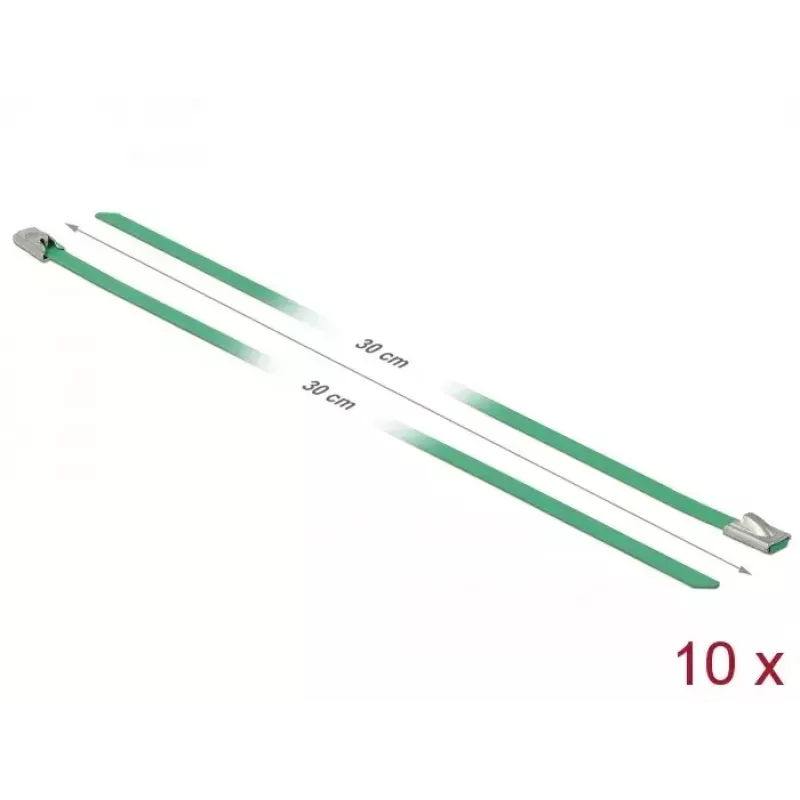 Kaabliside DeLOCK 18802 Roostevaba teras Roheline 300mm 10 tk