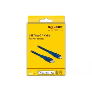 Andme- ja laadimiskaabel DeLOCK USB USB-C kuni Lightning 0,5 m MFi