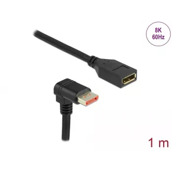 DisplayPorti pikenduskaabel DeLOCK 90° allapoole nurga all 8K 1m