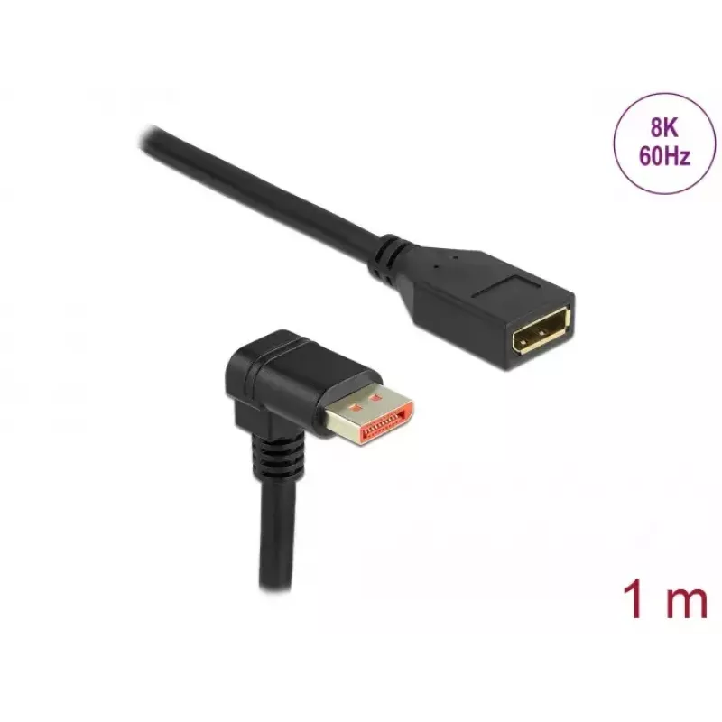 DisplayPorti pikenduskaabel DeLOCK 90° allapoole nurga all 8K 1m