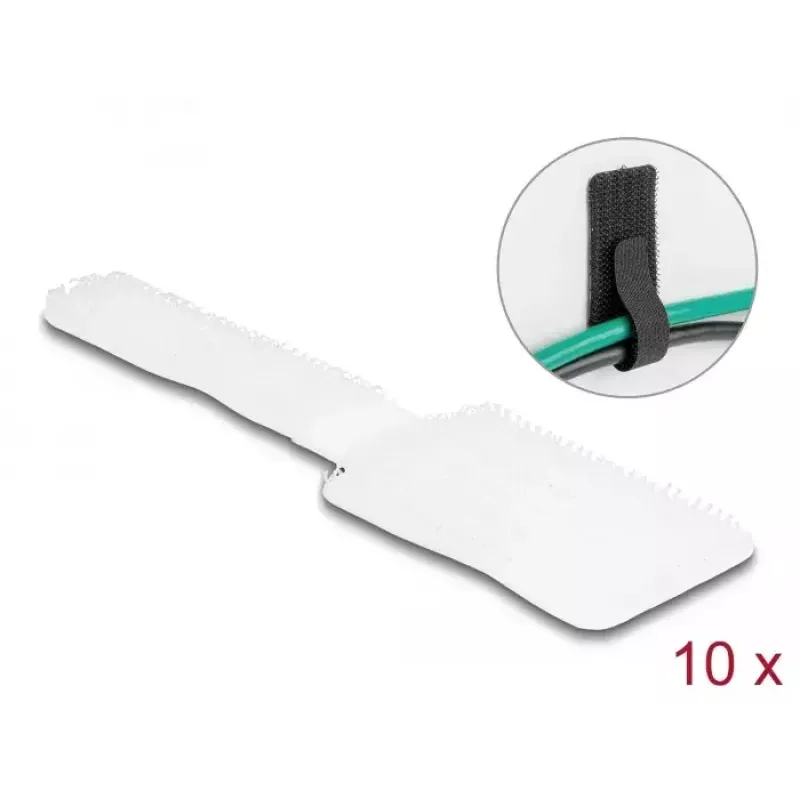 DeLOCK Mini takjakinnitusega kaablihoidja P 90 mm x L 24 mm isekleepuv 10 tk valge