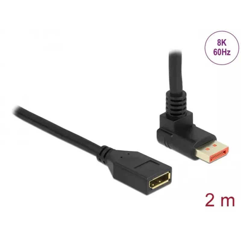 DisplayPort pikenduskaabel DeLOCK 90° ülespoole nurga all 8K 60 Hz 2 m