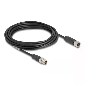 Võrgukaabel DeLOCK M12 kaabel X-kodeeritud 8 pin isane emasele Cat5e 5 m Must