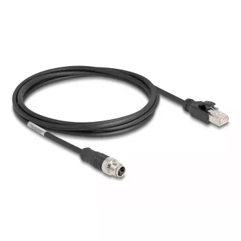 Võrgukaabel DeLOCK M12 kaabel X-kodeeringuga 8-kontaktiline isane RJ45 isasele Cat5e 2 m Must