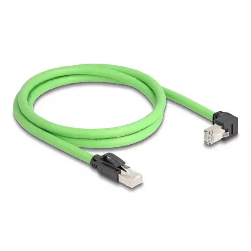 Võrgukaabel DeLOCK RJ45 Cat.6A pistik-pistik allapoole nurga all 1m roheline