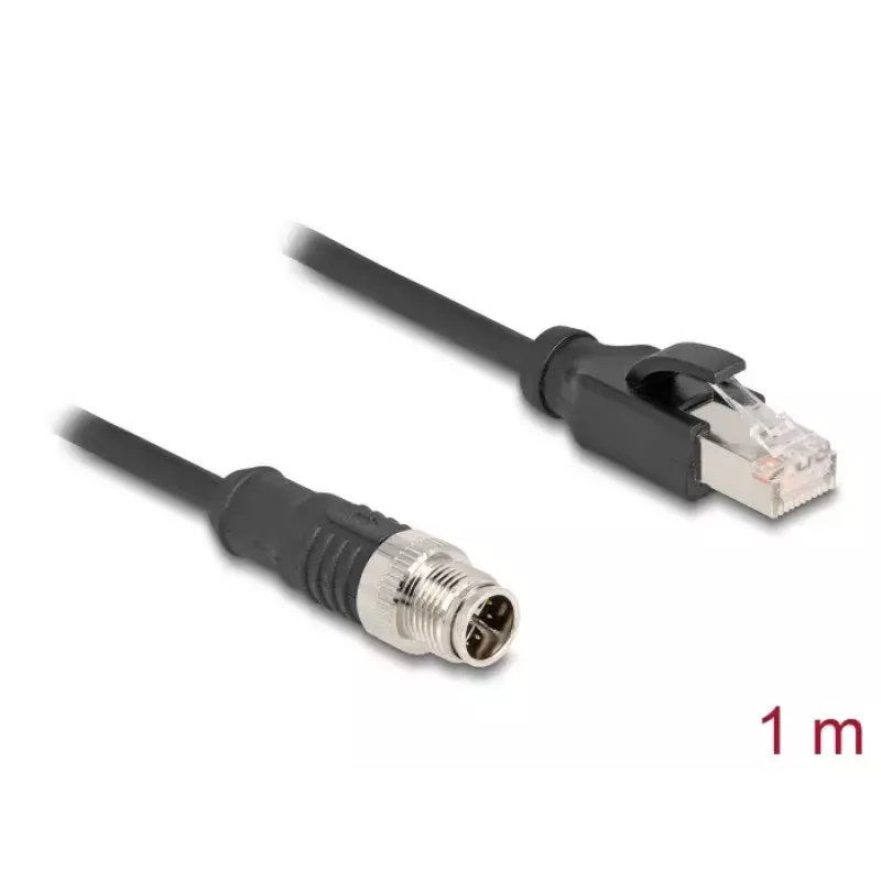 DeLOCK M12 kaabel X-kodeeritud 8 kontaktiga isane RJ45 isasele Cat5e 1 m must