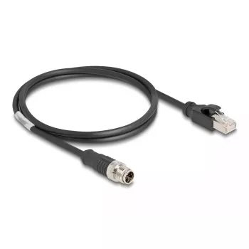 DeLOCK M12 kaabel X-kodeeritud 8 kontaktiga isane RJ45 isasele Cat5e 1 m must
