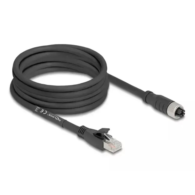 Võrgukaabel DeLOCK 80594 M12 -> RJ-45 Cat5e 5m Must