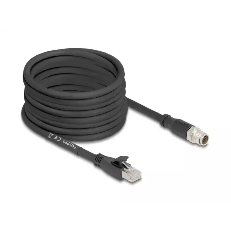 Võrgukaabel DeLOCK 80586 M12 to RJ-45 Cat5e 10 m Must
