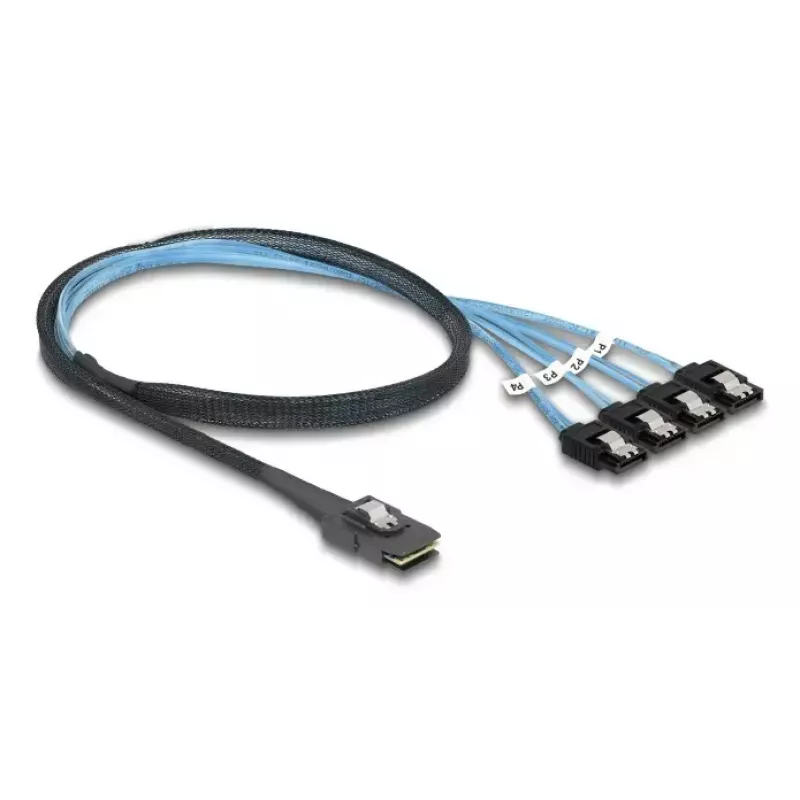 DELOCK sisemine M.2 Mini-SAS-ile adapterkaart 64260, M.2 host, Mini-SAS väljund, JMicron JMB585, must, LED