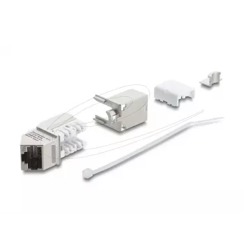 Keystone-moodul DELOCK 90937 – RJ-45 Cat.6A varjestatud 90° nurga all, lame disain, valge