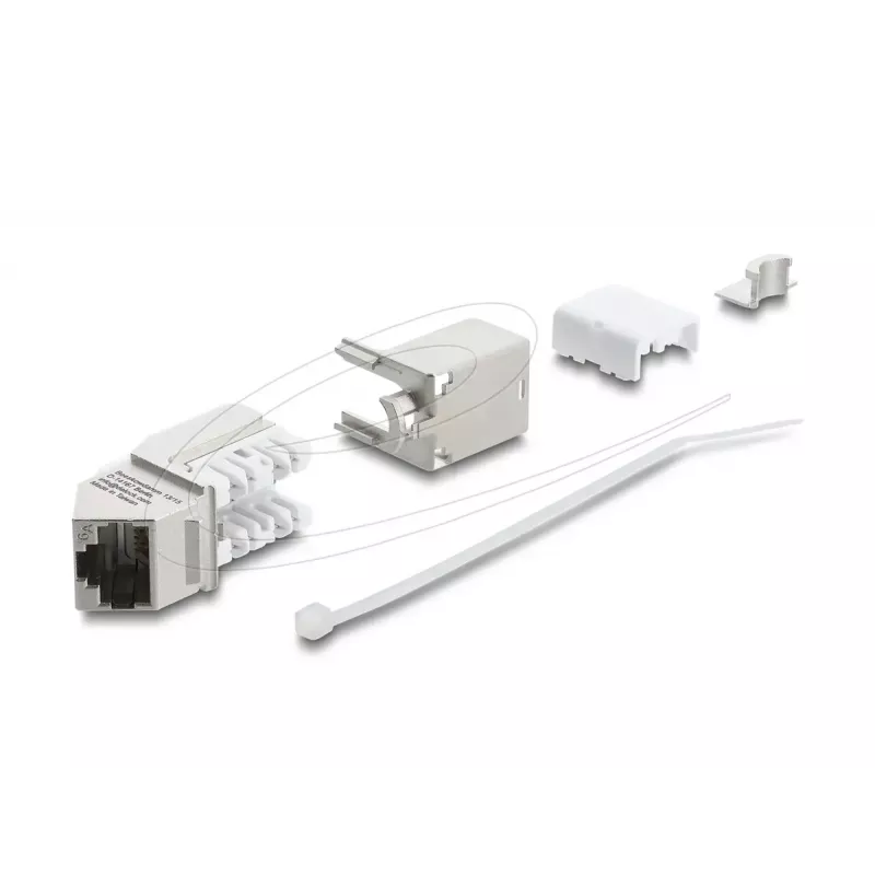 Keystone-moodul DELOCK 90937 – RJ-45 Cat.6A varjestatud 90° nurga all, lame disain, valge