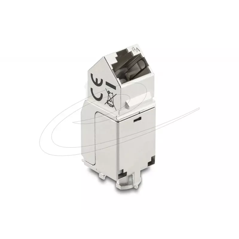 Keystone-moodul DELOCK 90937 – RJ-45 Cat.6A varjestatud 90° nurga all, lame disain, valge