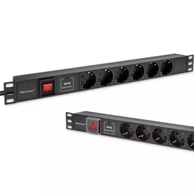 Power strip for RACK 19 1U QOLTEC PDU 16A 6xSCHUKO 1.8m