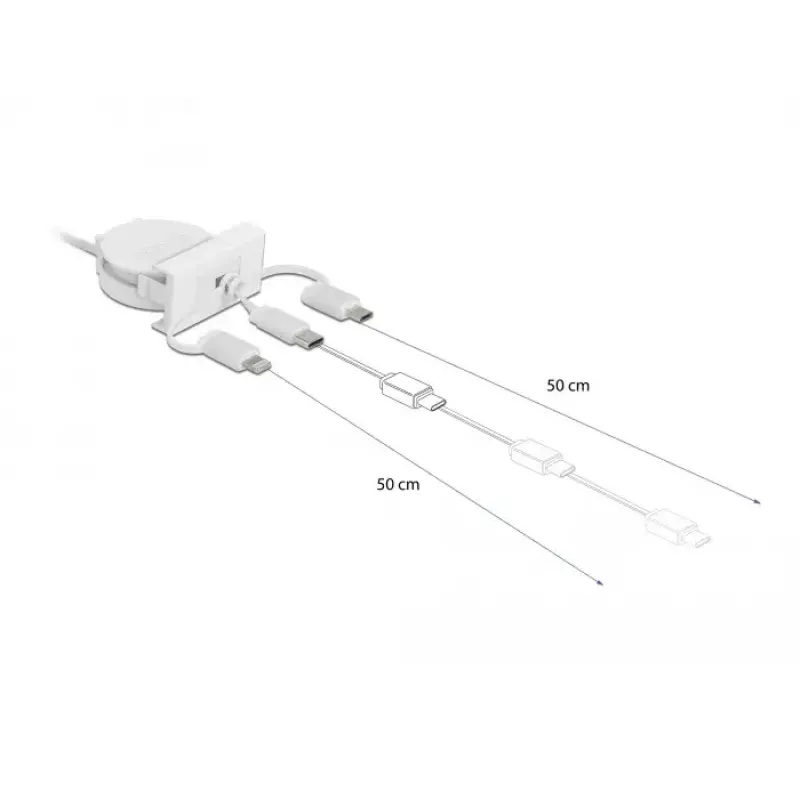 DeLOCK Easy 45 moodul USB 2.0 3-in-1 sissetõmmatav kaabel 0,5 m