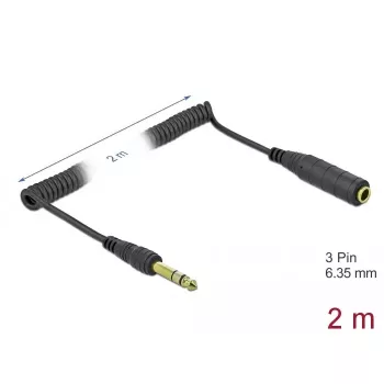 Audio kaabel DeLOCK 85938 2m 6.35mm Must