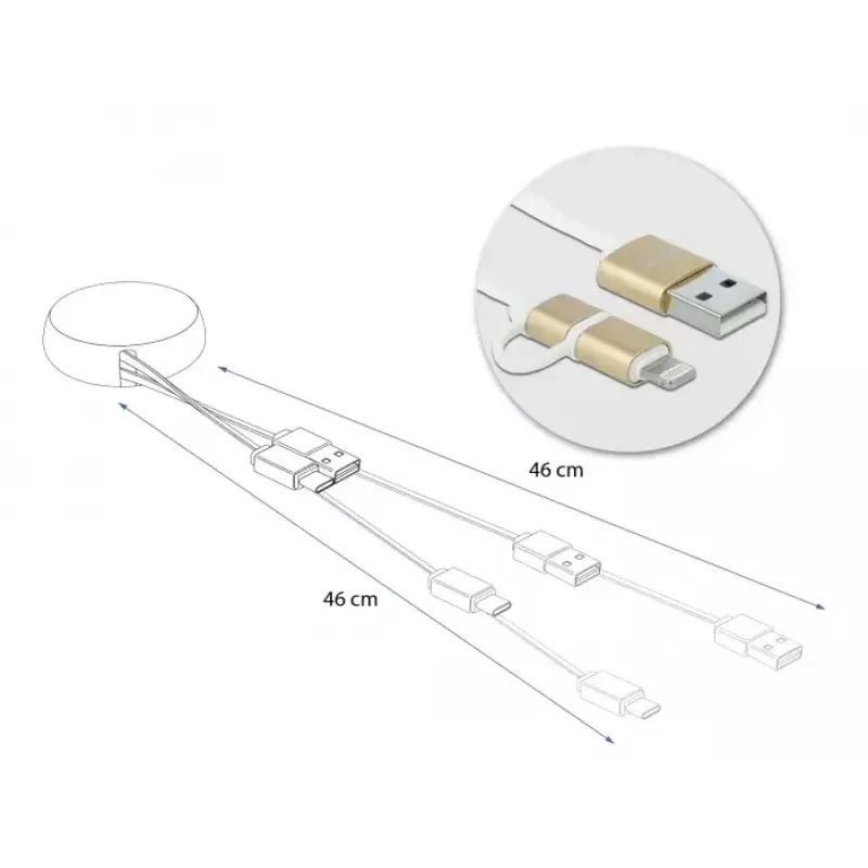 Sissetõmmatav kaabel DeLOCK 85820 USB 2.0 tüüp-A kuni mikro-B Lightning