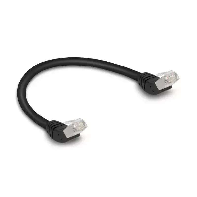 Võrgukaabel DeLOCK RJ45 Cat.6A S/FTP 45° nurga all 0,25 m must