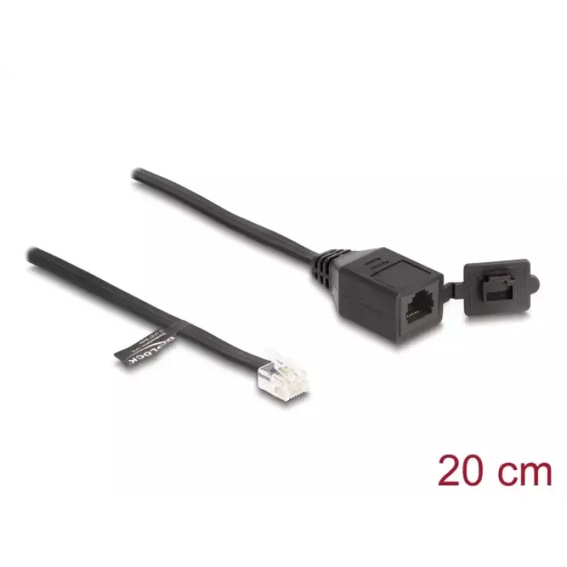 DeLOCK kaabel RJ12 pistik RJ12 pesasse 20 cm must