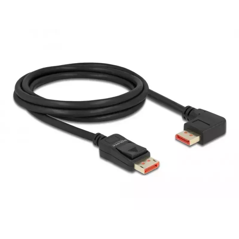 DisplayPort-kaabel DeLOCK 8K 60 Hz 2 m isane sirge isasele 90° vasakule nurgaga