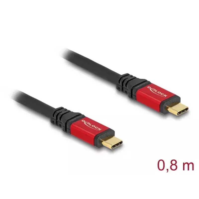 USB-kaabel DeLOCK 80652 USB-C isane isasele 20 Gbps 100 W 0,8 m punane metallist