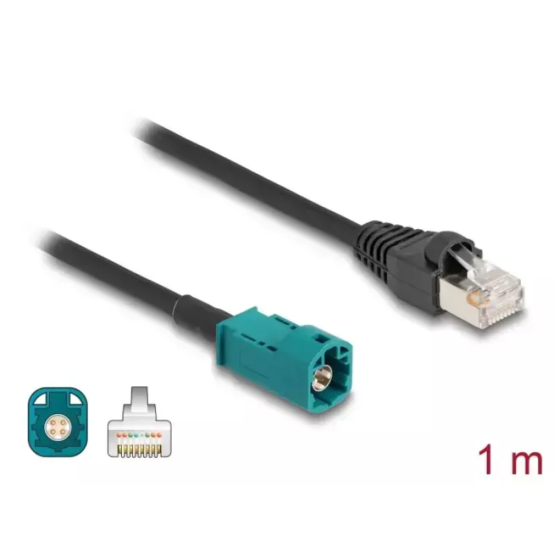 Koaksiaalkaabel DELOCK 90698 HSD Z pistikuga RJ-45 pistikutesse, 1 m, must/sinine