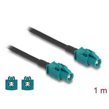 Koaksiaalkaabel DELOCK 90680 — 1 m, HSD Z to HSD Z, must/sinine