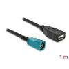 Koaksiaalkaabel DELOCK 90703 — HSD Z USB A-le, 1 m, must/sinine