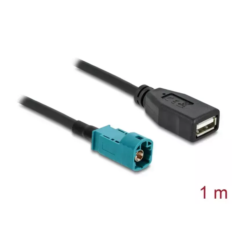 Koaksiaalkaabel DELOCK 90703 — HSD Z USB A-le, 1 m, must/sinine