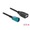 Koaksiaalkaabel DELOCK 90702 HSD Z USB A-le, 0,5 m, must/sinine