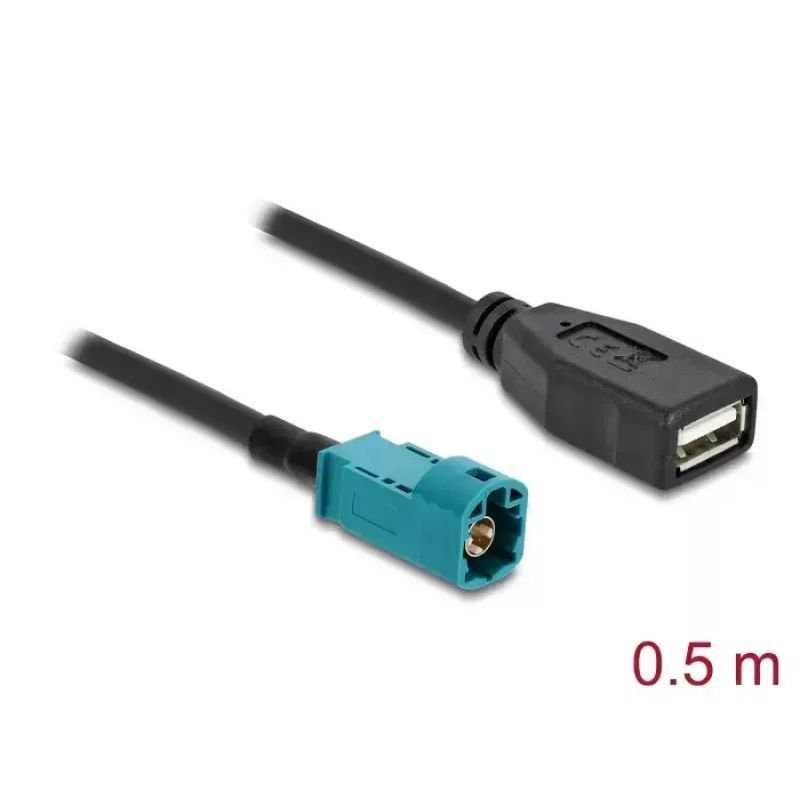 Koaksiaalkaabel DELOCK 90702 HSD Z USB A-le, 0,5 m, must/sinine