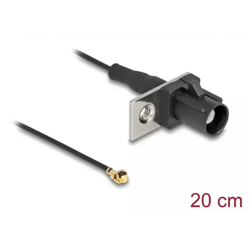 Koaksiaalkaabel DELOCK 90728 — FAKRA A kuni I-PEX MHF1, 0,2 m, 1,13 mm, must