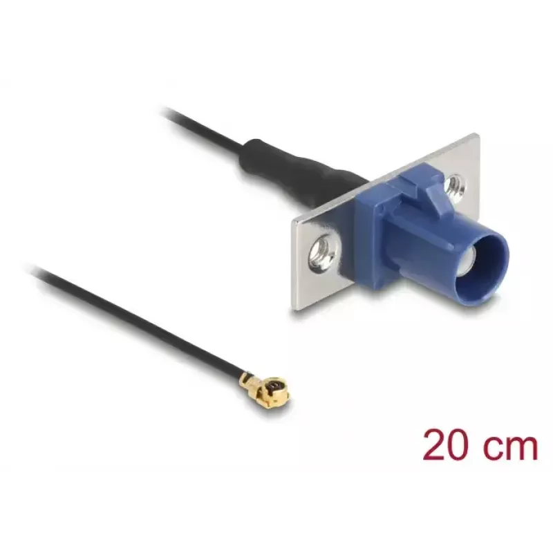 Koaksiaalkaabel DELOCK 90731, FAKRA C isas - I-PEX MHF1 isas, 0,2 m, 1,13 mm, must/sinine