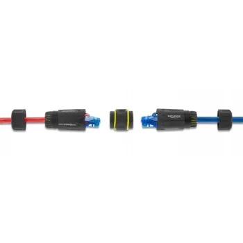 Pistikupesa adapter DELOCK RJ45 pesa RJ45 pesale M23 keermega Cat.6a/Cat.7 jaoks, IP68, must