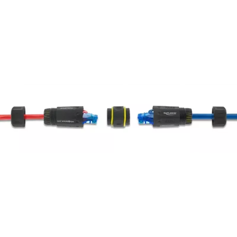 Pistikupesa adapter DELOCK RJ45 pesa RJ45 pesale M23 keermega Cat.6a/Cat.7 jaoks, IP68, must