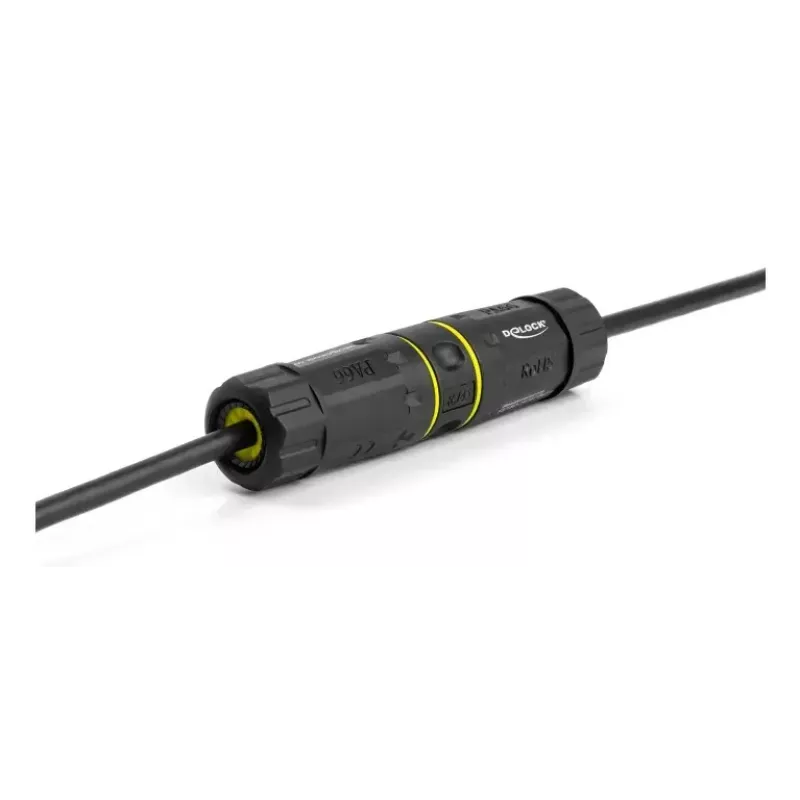 Pistikupesa adapter DELOCK RJ45 pesa RJ45 pesale M23 keermega Cat.6a/Cat.7 jaoks, IP68, must