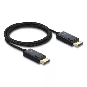 DELOCK koaksiaalne DisplayPort-kaabel 16K 60 Hz 80 Gbps, DisplayPort-DisplayPort, 2 m, must, punutud kate