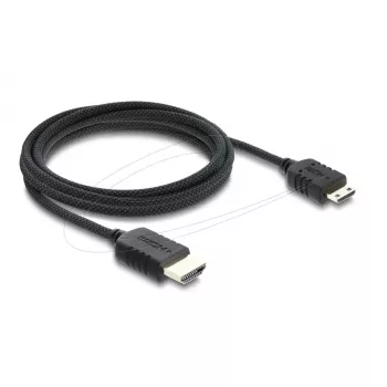 HDMI-kaabel DELOCK 81688 — 2 m, HDMI Type A (isane) to HDMI Type C (Mini, isane), 48 Gbit/s, kuni 7680×4320, kullatud kontaktidega, must