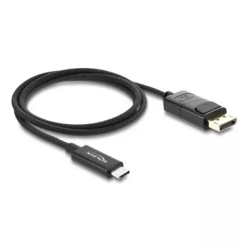 DELOCK Koaksiaalne USB USB-C DisplayPort kaabel (DP Alt Mode) 4K 60 Hz, USB-C DP-le, 1 m, must, 3,5 mm läbimõõt