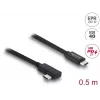 DELOCK koaksiaalne USB4 Gen 3x2 kaabel nurga all vasak/parem USB-C kuni USB-C 40 Gbps USB PD 3.1 240 W 0,5 m