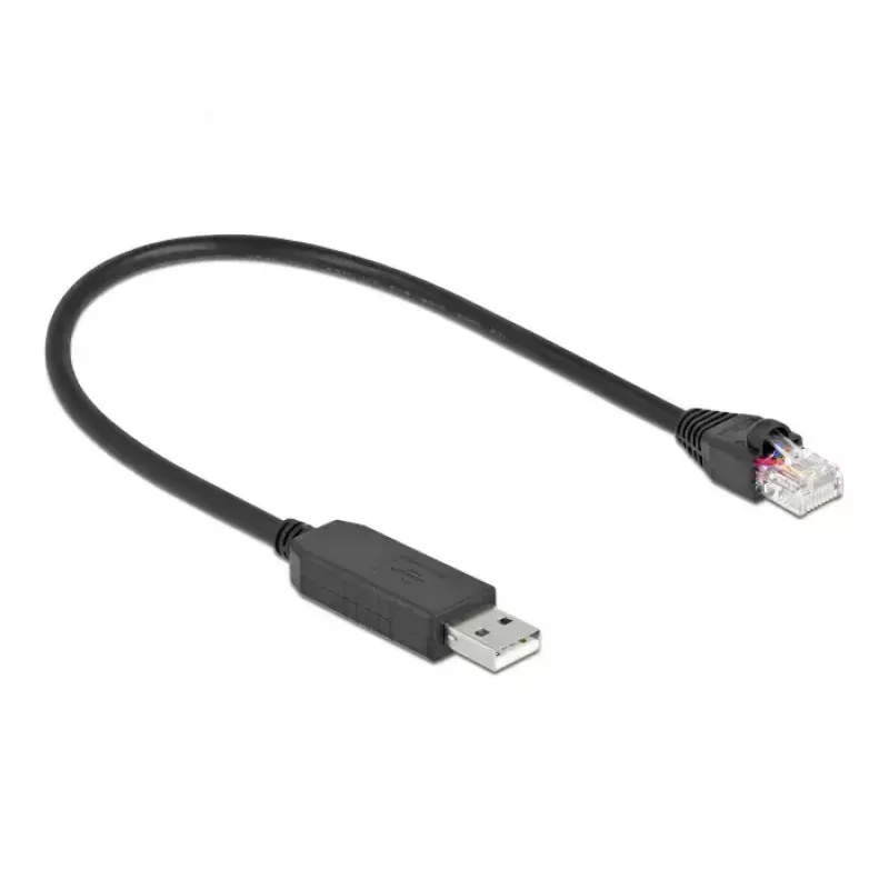 Jadaühenduskaabel DeLOCK 64158 USB 2.0 Type-A to RS-232 RJ45 25 cm must