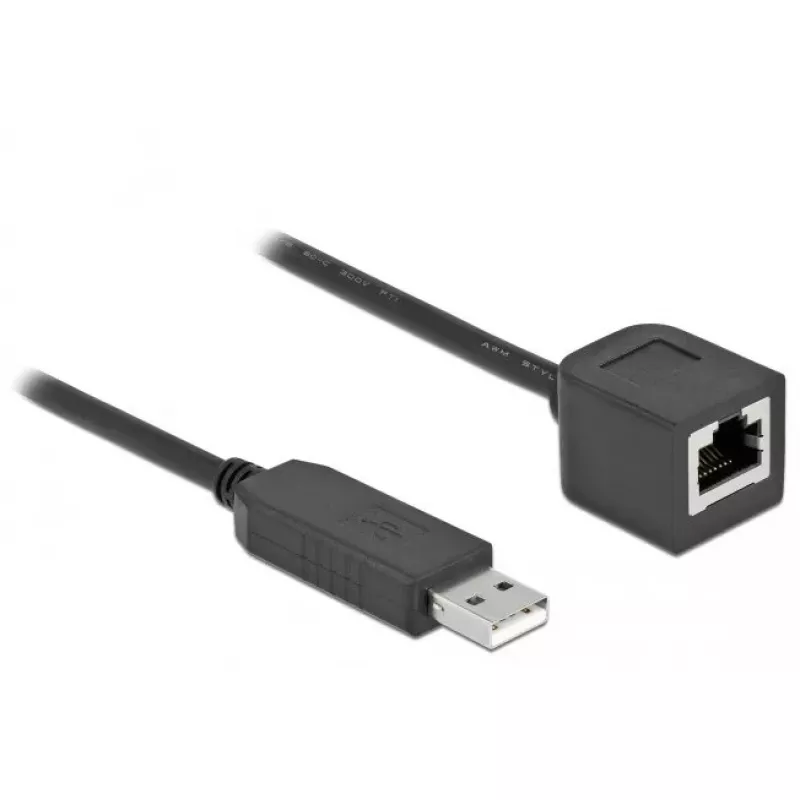 Jadaühenduskaabel DeLOCK 64162 USB 2.0 Type-A RS-232 RJ45 25 cm must