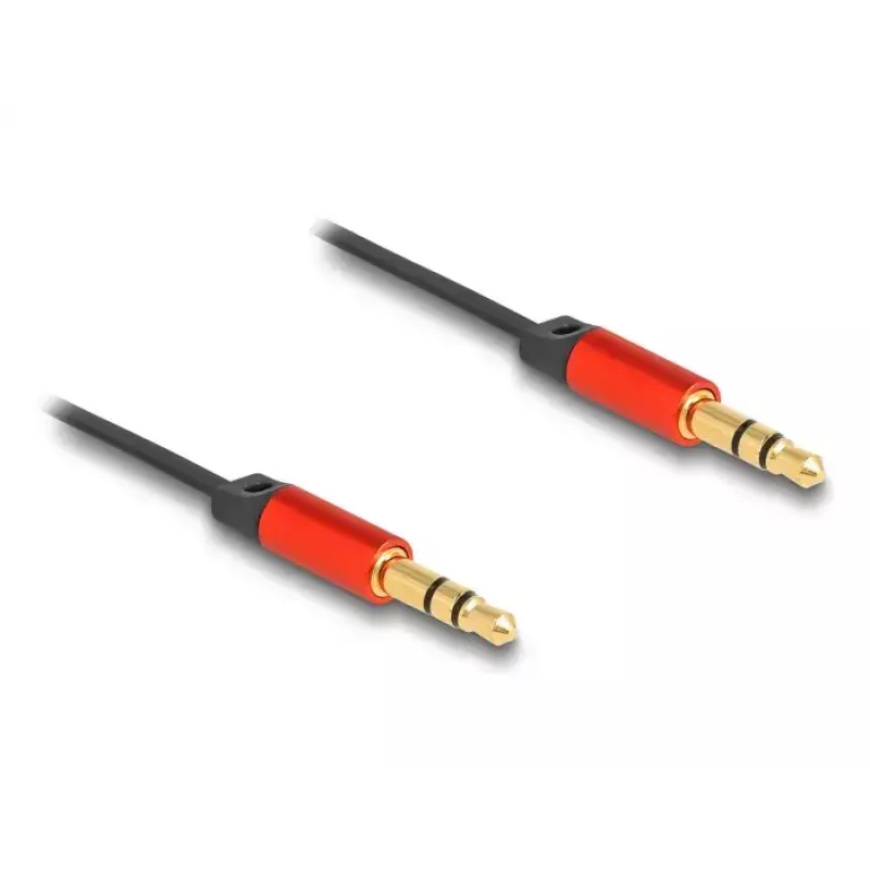 Helikaabel DeLOCK 85369 0,9 m 3,5 mm isane-isane must punane kullatud kontaktidega