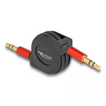 Helikaabel DeLOCK 85369 0,9 m 3,5 mm isane-isane must punane kullatud kontaktidega