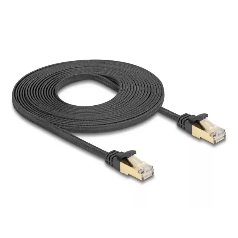 võrgukaabel DeLOCK RJ45 lame 5m Cat6A Must