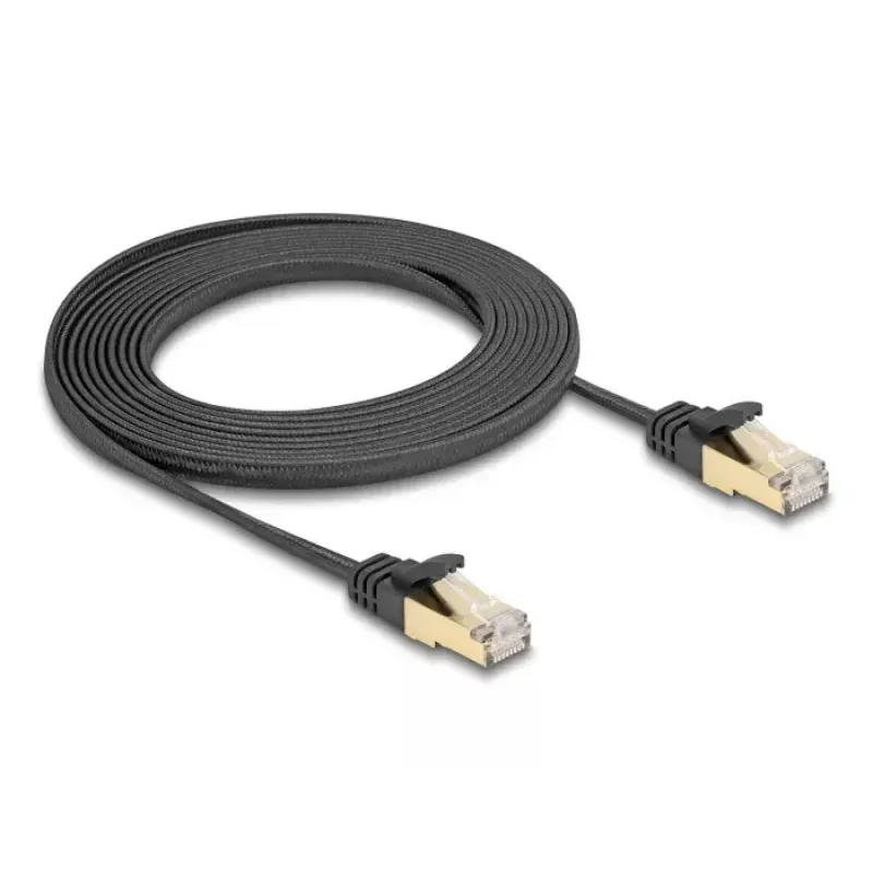 võrgukaabel DeLOCK RJ45 lame 3m Cat6A Must