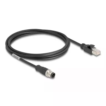 Võrgukaabel DeLOCK M12 kaabel D-koodiga 4 kontakti isane RJ45 isasele Cat5e 2 m Must